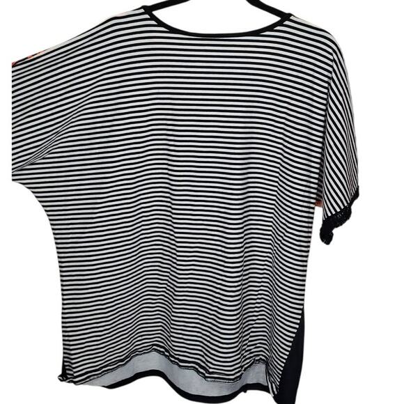 Serengeti Floral Stripe Mixed Print Rhinestone Blouse Women’s Size 2X - Picture 2 of 6